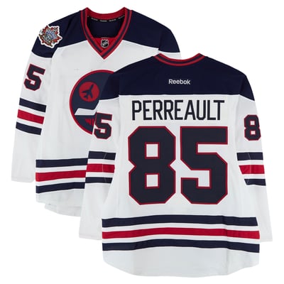Mathieu Perreault Winnipeg Jets Fanatics Authentic Practice-Used #85 White Reebok Jersey vs. Edmonton Oilers on October 23, 2016 - NHL Heritage Classic - Worn During Warm-Ups