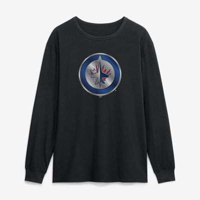 Winnipeg Jets  Metallic Mascot Long Sleeve T-Shirt - Black