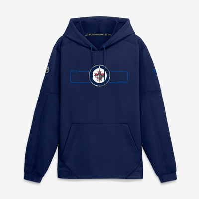 Winnipeg Jets Fanatics Authentic Pro Rink Fleece Pullover Hoodie - Navy