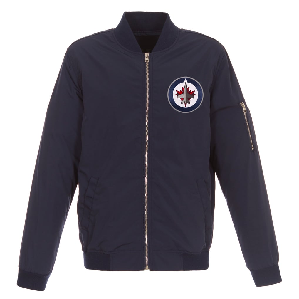 Winnipeg Jets JH Design Lightweight Nylon Bomber Jacket - Navy