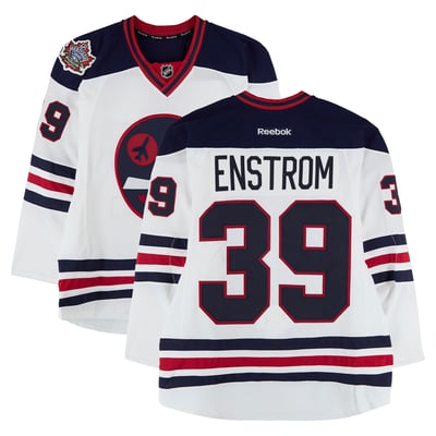 Toby Enstrom Winnipeg Jets Fanatics Authentic Practice-Used #39 White Reebok Jersey vs. Edmonton Oilers on October 23, 2016 - NHL Heritage Classic - Worn During Warm-Ups