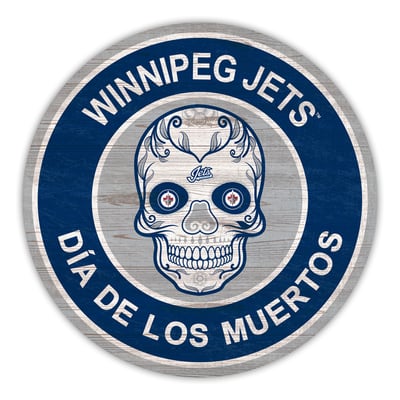 Winnipeg Jets 12" Sugar Skull Circle Sign