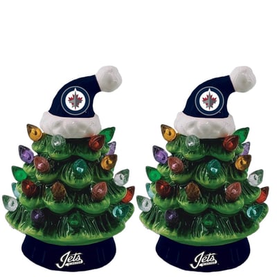 Winnipeg Jets 2-Pack 4" Ceramic LED Christmas Tree Set