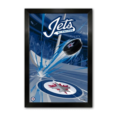 Winnipeg Jets 27" x 39" Framed Hockey Puck Blast Art Print