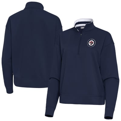 Winnipeg Jets Antigua Women's Goddess Half-Zip Pullover - Navy