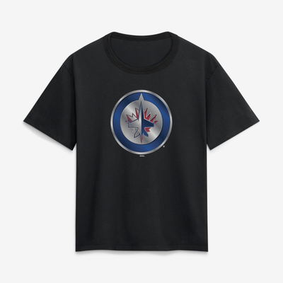 Winnipeg Jets Women's Metallic Mascot T-Shirt - Black
