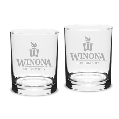 Winona State Warriors 14oz. 2-Piece Classic Double Old-Fashioned Glass Set