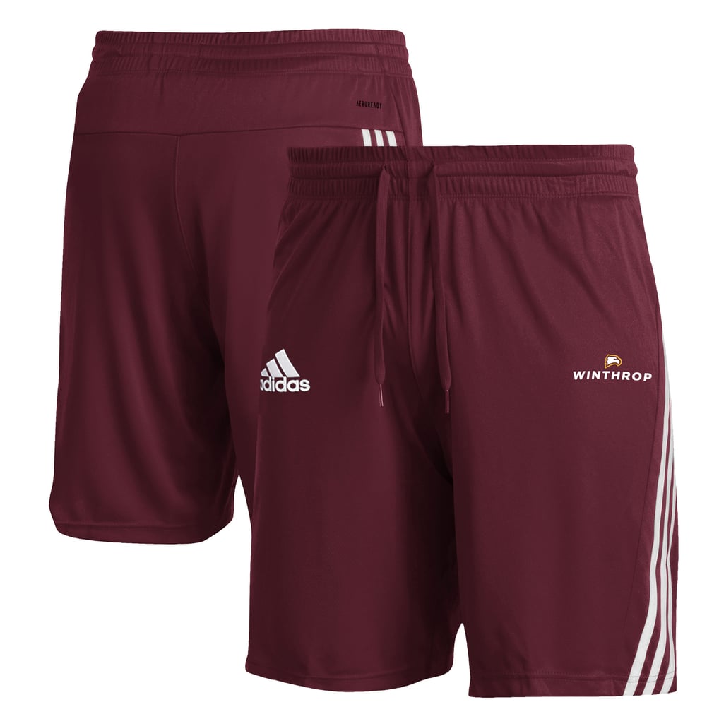 Winthrop Eagles adidas 3-Stripe AEROREADY Knit Shorts - Red