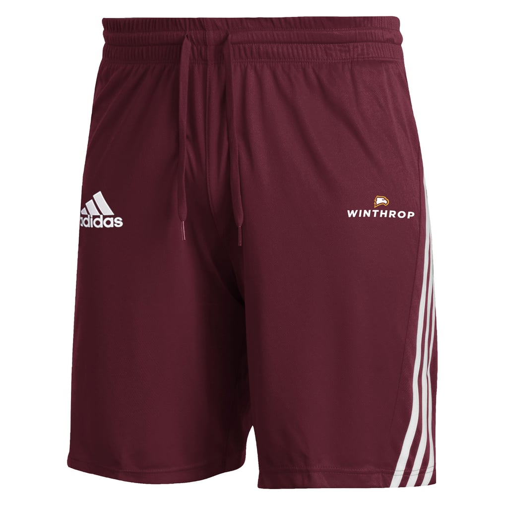 Winthrop Eagles adidas 3-Stripe AEROREADY Knit Shorts - Red