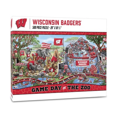 Wisconsin Badgers Fanpoint 10.5" x 28" Game Day at the Zoo 500-Piece Puzzle