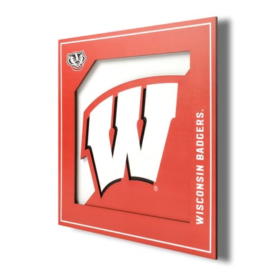 Wisconsin Badgers Fanpoint 12'' x 12'' 3D Logo Wall Art