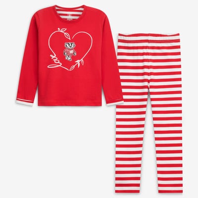  Wisconsin Badgers Wes & Willy Girls Toddler 2-Piece Long Sleeve Top and Pants Set - Red
