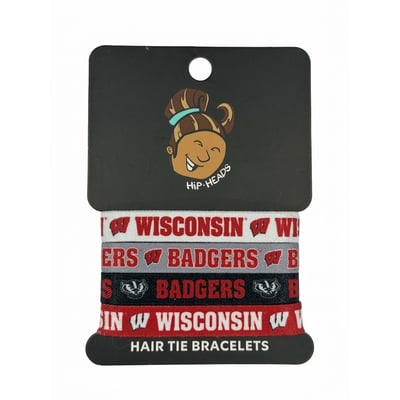  Wisconsin Badgers Hip Heads Four-Pack of Hair Tie Bracelets