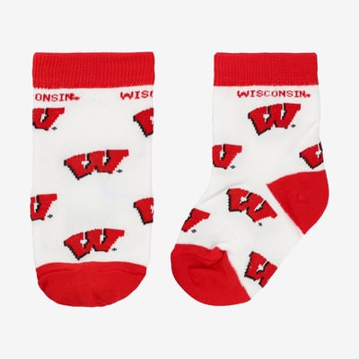  Wisconsin Badgers Starter Infant All-Over Print Socks - White