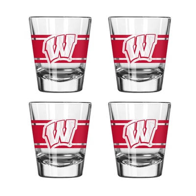 Wisconsin Badgers Logo Brands Four-Piece Stripe Shot Glass Set