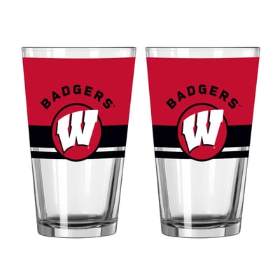 Wisconsin Badgers Logo Brands Two-Piece 16oz. Horizon Pint Glass Set