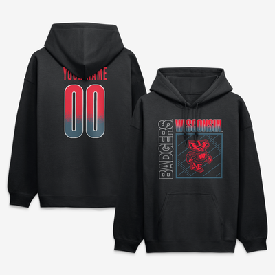 Wisconsin Badgers Big & Tall Home Field Pop Personalized Any Name & Number Hoodie - Black
