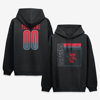 Wisconsin Badgers  Home Court Pop Personalized Any Name & Number Hoodie - Black