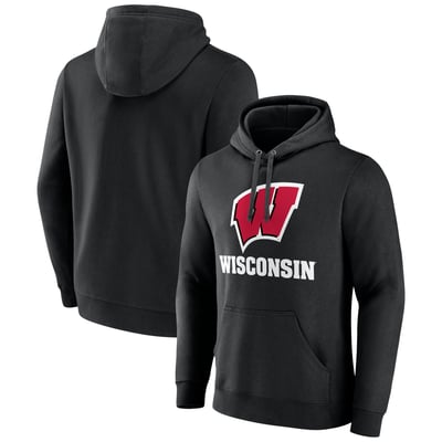 Wisconsin Badgers Lockup Team Pullover Hoodie - Black