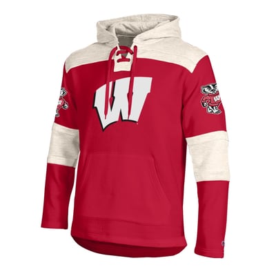  Wisconsin Badgers Champion Lacer Fleece Hoodie - Red