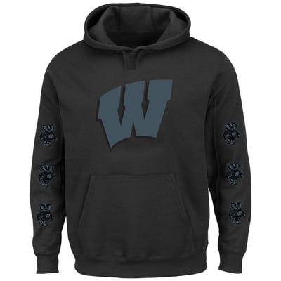 Wisconsin Badgers Fanatics Big & Tall 3-Hit Pullover Hoodie - Black
