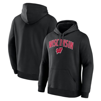  Wisconsin Badgers Logo Athletic Primary Logo Fleece Pullover Hoodie - Black