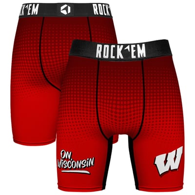  Wisconsin Badgers Rock Em Slogan Boxer Briefs - Red