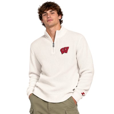 Wisconsin Badgers Starter Quarter-Zip Sweater - Cream