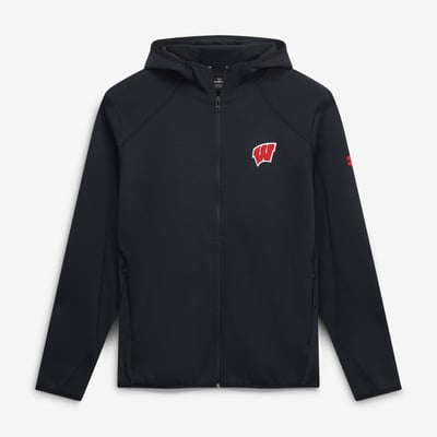 Wisconsin Badgers Under Armour 2026 Sideline Unstoppable Fleece Tri-Blend Full-Zip Jacket - Black