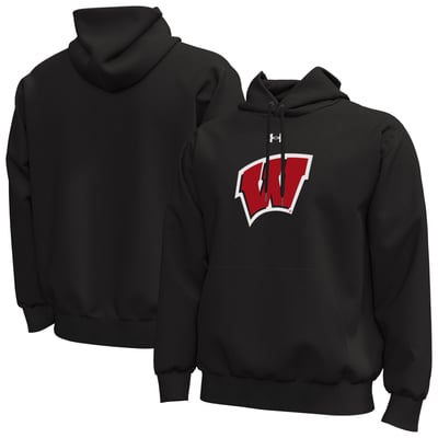  Wisconsin Badgers Under Armour Core Icon Fleece Pullover Hoodie - Black