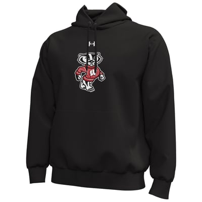  Wisconsin Badgers Under Armour Core Icon Fleece Pullover Hoodie - Black