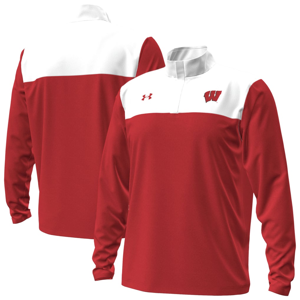 Wisconsin Badgers Under Armour Green Blocked Quarter-Zip Pullover - Red/White