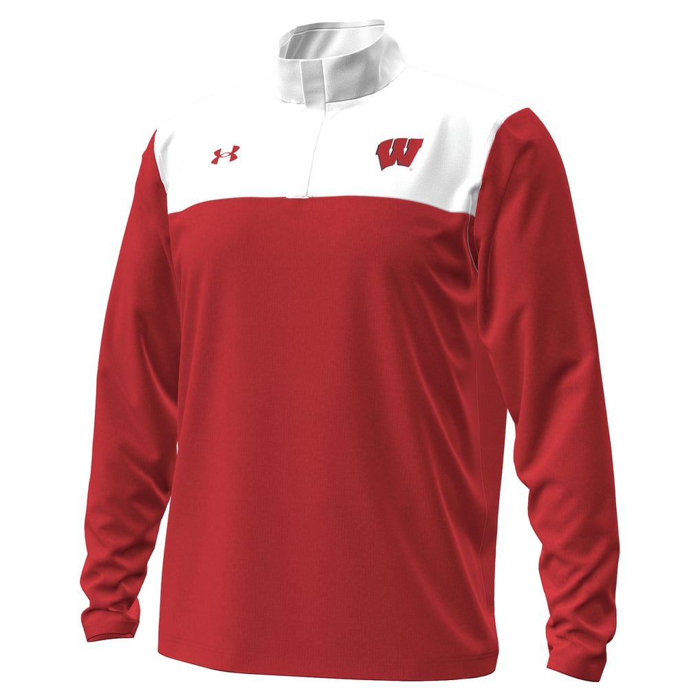 Wisconsin Badgers Under Armour Green Blocked Quarter-Zip Pullover - Red/White