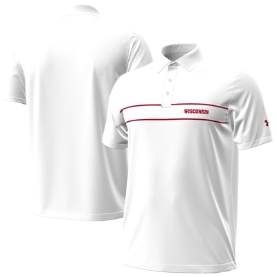 Wisconsin Badgers Under Armour 2026 Sideline Playoff Chest Stripe Polo - White