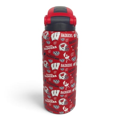 Wisconsin Badgers Pegasus 32oz. Game Day Pennant Stainless Steel ProPress Water Bottle