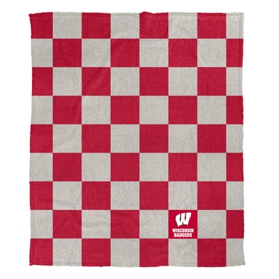 Wisconsin Badgers Pegasus Checkered Logo Patch 50" x 60" Cozy Knit Blanket
