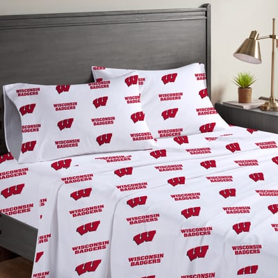 Wisconsin Badgers Pegasus Four-Piece Queen Sheet Set