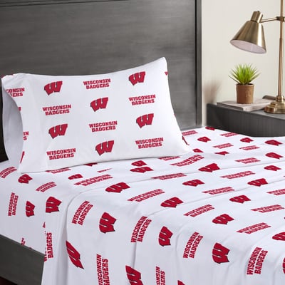 Wisconsin Badgers Pegasus Three-Piece Twin Sheet Set