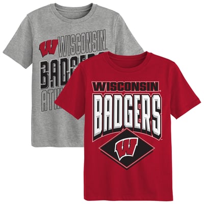 Wisconsin Badgers Outerstuff Preschool Trench Kings 2-Pack T-Shirt Set - Red/Gray
