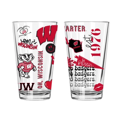 Wisconsin Badgers The Memory Company 2-Pack 16oz. Pint Glass Loco Design Set