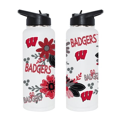 Wisconsin Badgers The Memory Company 34oz. Flowers Stainless Steel Quencher Bottle