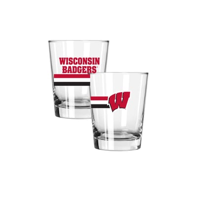 Wisconsin Badgers The Memory Company Two-Piece 15oz. Big Stripes Double Old Fashioned Glass Set