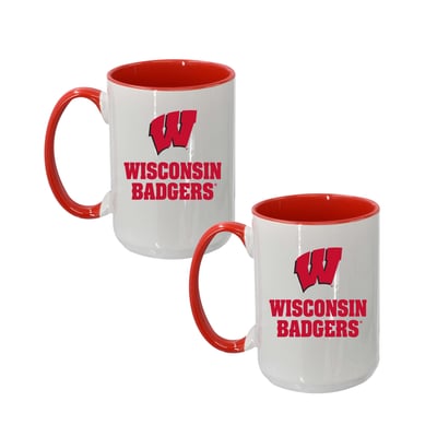 Wisconsin Badgers The Memory Company Two-Piece 15oz. Logo Coffee Mug Set