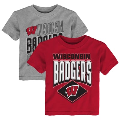 Wisconsin Badgers Outerstuff Toddler Trench Kings 2-Pack T-Shirt Set - Red/Gray
