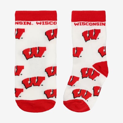 Wisconsin Badgers Starter Toddler All-Over Print Socks - White