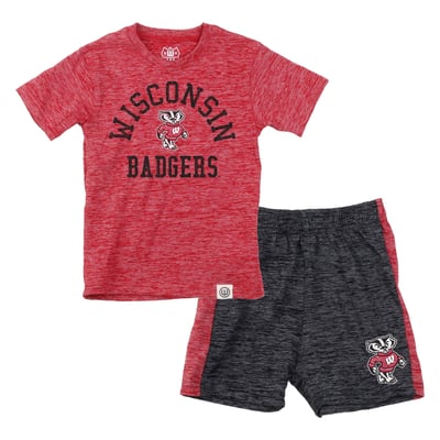  Wisconsin Badgers Wes & Willy Toddler Cloudy Yarn T-Shirt and Shorts Set - Red