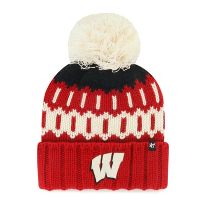 Wisconsin Badgers '47 Unisex Seasonal Chainstitch Knit Hat with Pom - Red