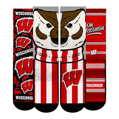  Wisconsin Badgers Rock Em Unisex Fan Favorite Three-Pack Crew Sock Set - Red
