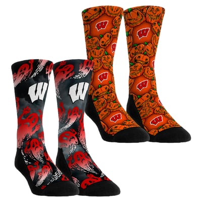 Wisconsin Badgers Rock Em Socks Unisex Halloween Crew Socks 2-Pack Set
