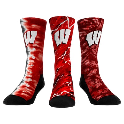 Wisconsin Badgers Rock Em Unisex Team Tones Three-Pack Crew Socks